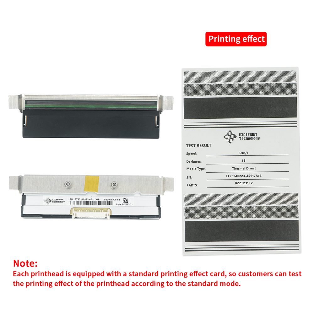 Exceprint Printhead Compatible with Zebra ZT111 ZT211 ZT231 Printhead 203dpi Thermal Label Printer (PN:P1123335-056) - Image 2